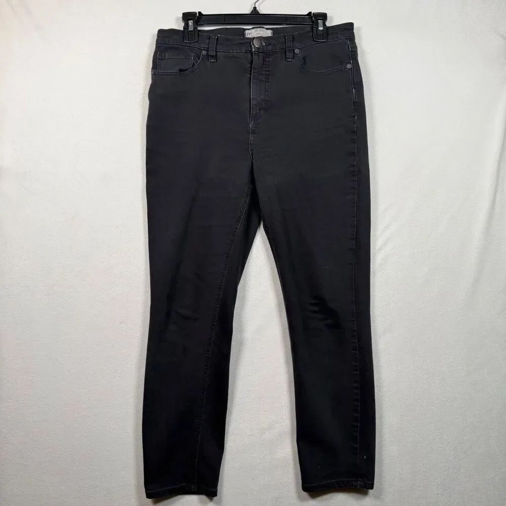 Free People Black Skinny Jeans Womens 30 Cropped Mid Rise Stretch